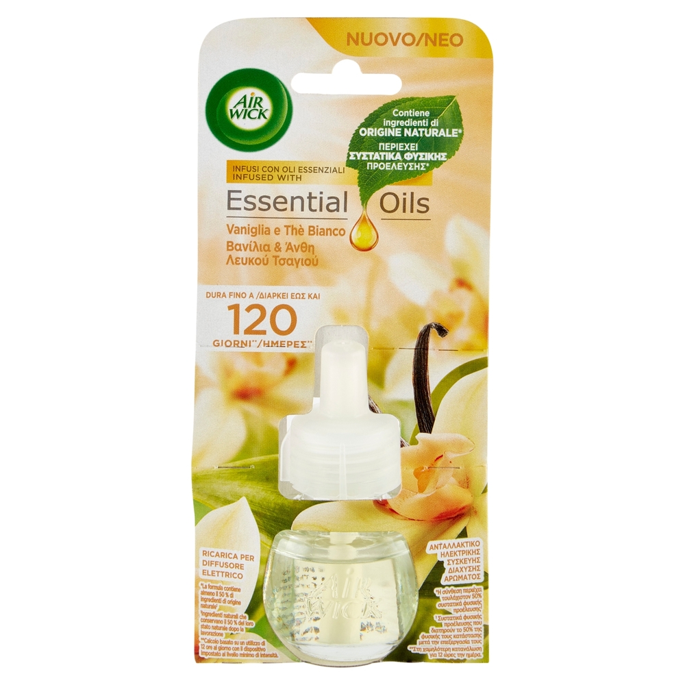 Air Wick Essential Oils Vaniglia e Thè Bianco Ricarica per Diffusore Elettrico 19 mL